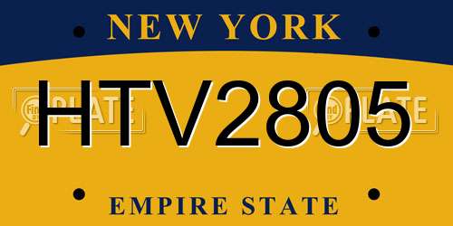 HTV2805 New York License Plate
