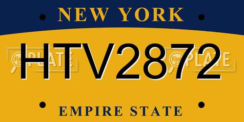HTV2872 New York License Plate