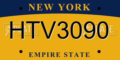 HTV3090 New York License Plate
