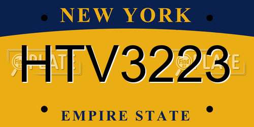 HTV3223 New York License Plate