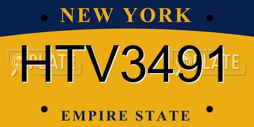 HTV3491 New York License Plate