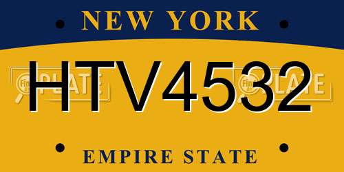 HTV4532 New York License Plate