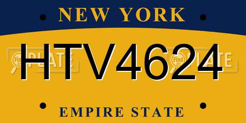 HTV4624 New York License Plate