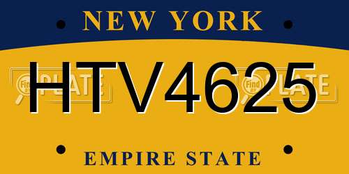 HTV4625 New York License Plate