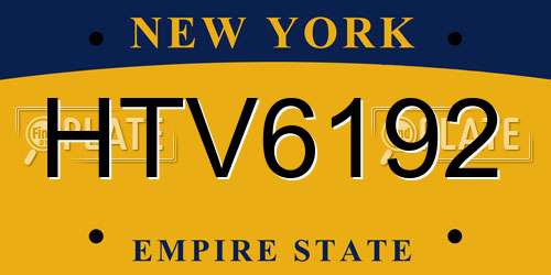 HTV6192 New York License Plate