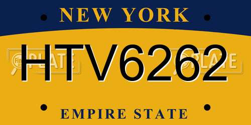 HTV6262 New York License Plate