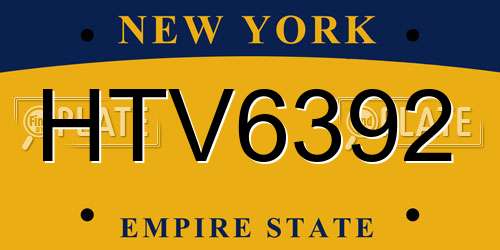 HTV6392 New York License Plate
