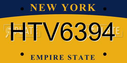 HTV6394 New York License Plate