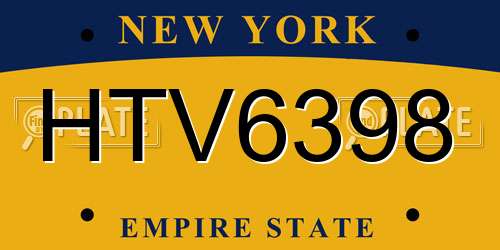 HTV6398 New York License Plate