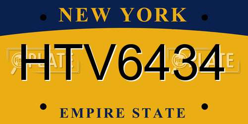 HTV6434 New York License Plate
