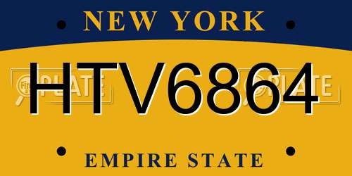 HTV6864 New York License Plate