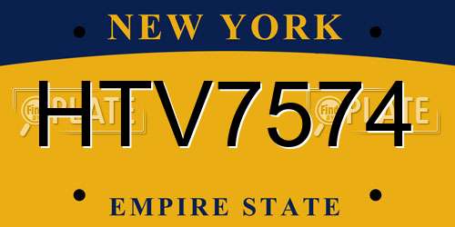 HTV7574 New York License Plate