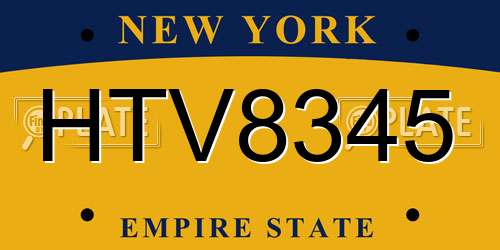 HTV8345 New York License Plate