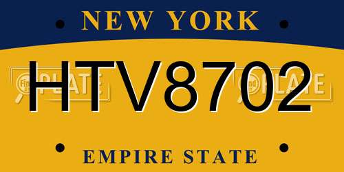 HTV8702 New York License Plate