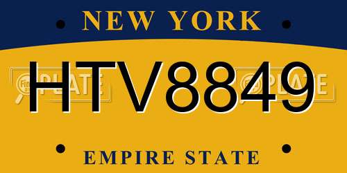 HTV8849 New York License Plate