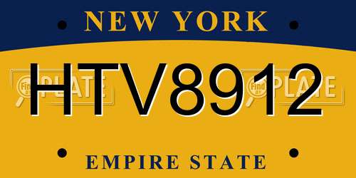 HTV8912 New York License Plate
