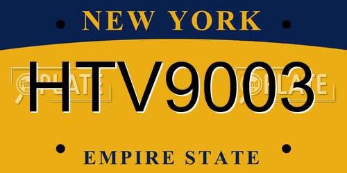 HTV9003 New York License Plate