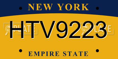 HTV9223 New York License Plate