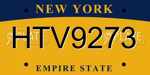 HTV9273 New York License Plate