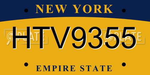 HTV9355 New York License Plate