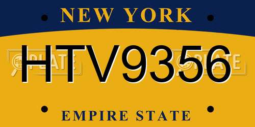 HTV9356 New York License Plate