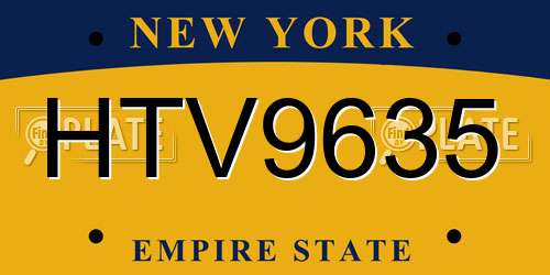 HTV9635 New York License Plate