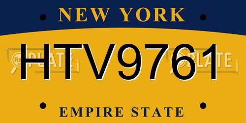 HTV9761 New York License Plate