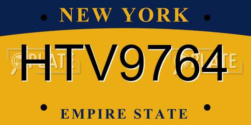 HTV9764 New York License Plate