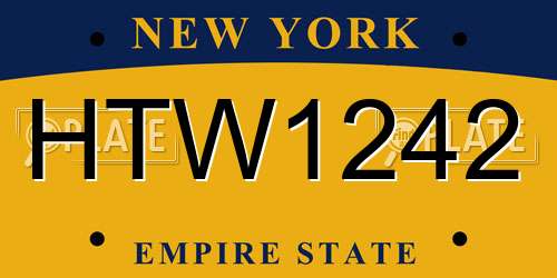 HTW1242 New York License Plate