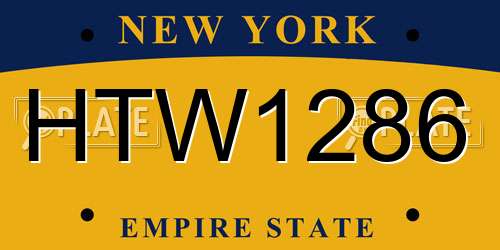 HTW1286 New York License Plate