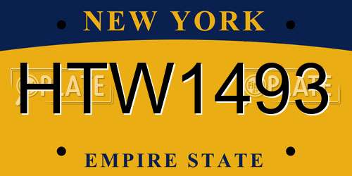 HTW1493 New York License Plate