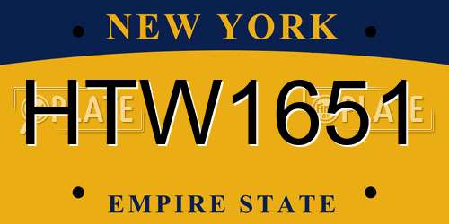 HTW1651 New York License Plate