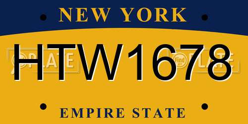 HTW1678 New York License Plate