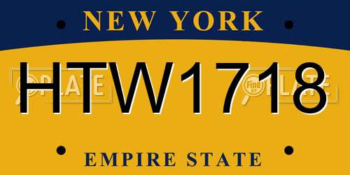 HTW1718 New York License Plate