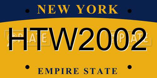 HTW2002 New York License Plate