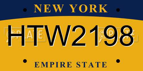 HTW2198 New York License Plate