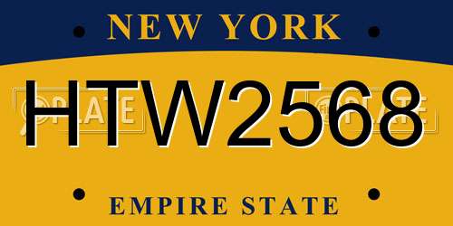 HTW2568 New York License Plate