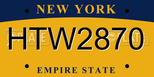 HTW2870 New York License Plate