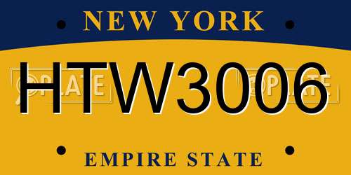 HTW3006 New York License Plate
