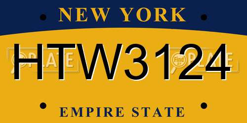 HTW3124 New York License Plate
