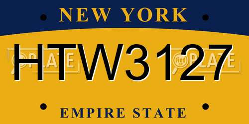 HTW3127 New York License Plate