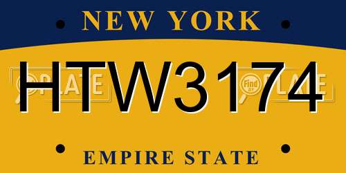 HTW3174 New York License Plate