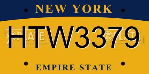 HTW3379 New York License Plate