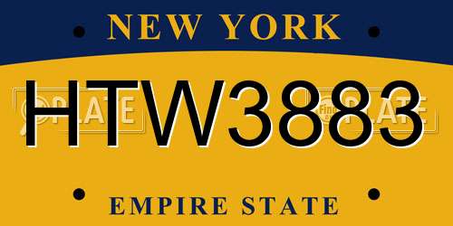 HTW3883 New York License Plate