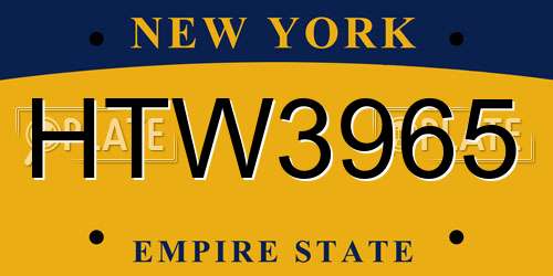 HTW3965 New York License Plate