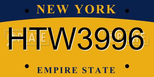 HTW3996 New York License Plate