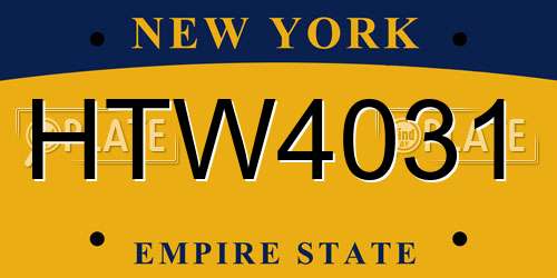 HTW4031 New York License Plate