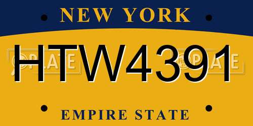 HTW4391 New York License Plate