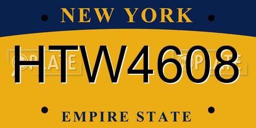 HTW4608 New York License Plate