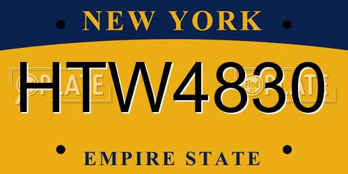 HTW4830 New York License Plate